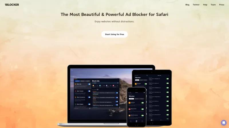 Homepage of 1Blocker