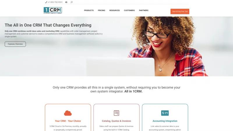 Homepage of 1CRM