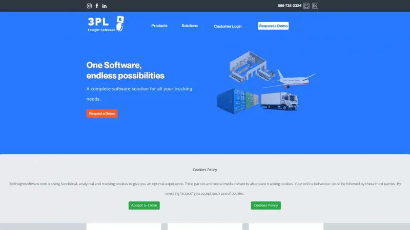 Homepage of 3PL Freight Software