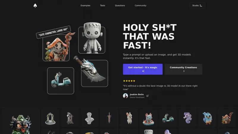 Homepage of 3D AI Studio