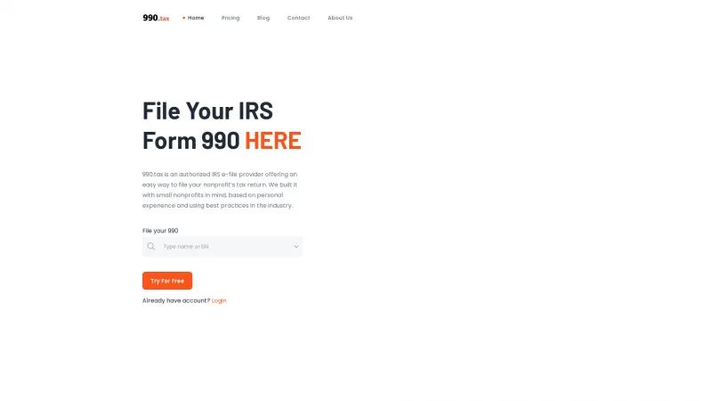 Homepage of 990.tax