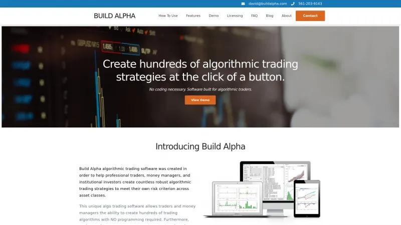 Homepage of Build Alpha