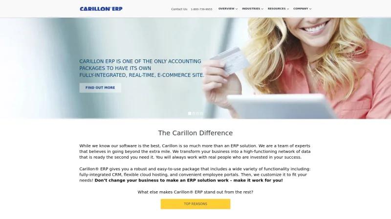 Homepage of Carillon ERP