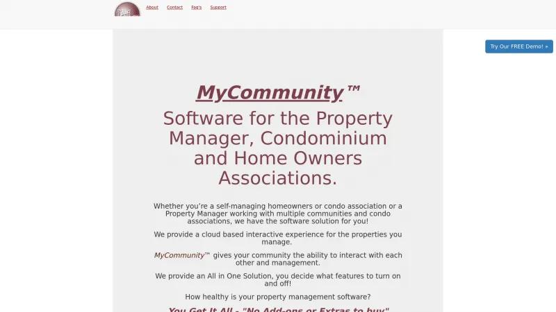 Homepage of MyCommunity