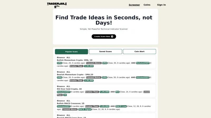 Homepage of TradePlan.io