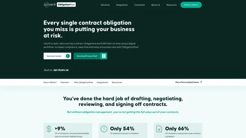 Homepage of Obligationflow