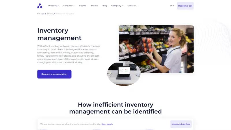 Homepage of ABM Inventory