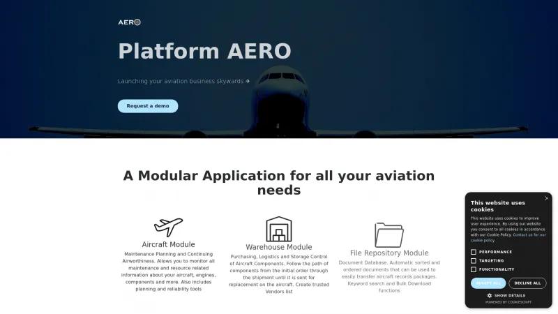 Homepage of Platform AERO