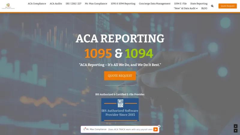 ACA TRACK: Premier ACA Compliance and IRS Reporting Solutions for Businesses Homepage of ACA TRACK