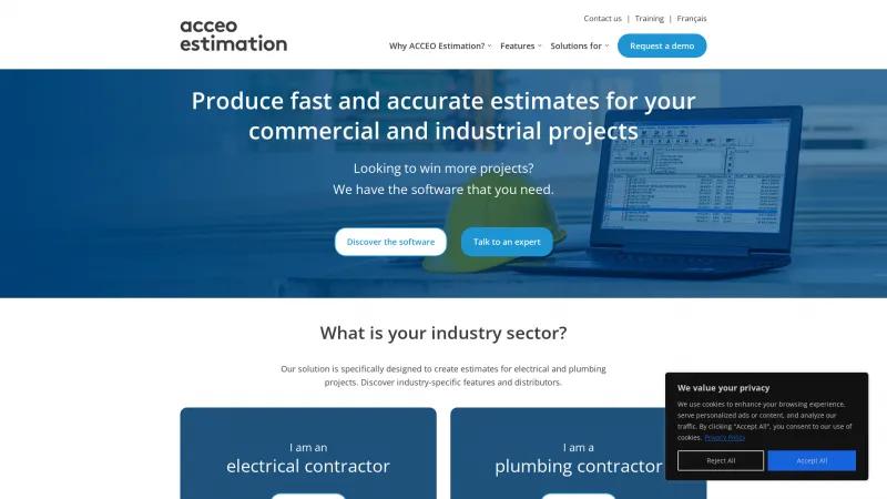 Homepage of ACCEO Estimation