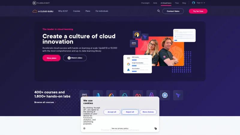 Homepage of A Cloud Guru