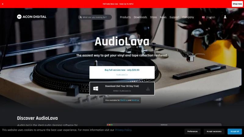 Homepage of AudioLava