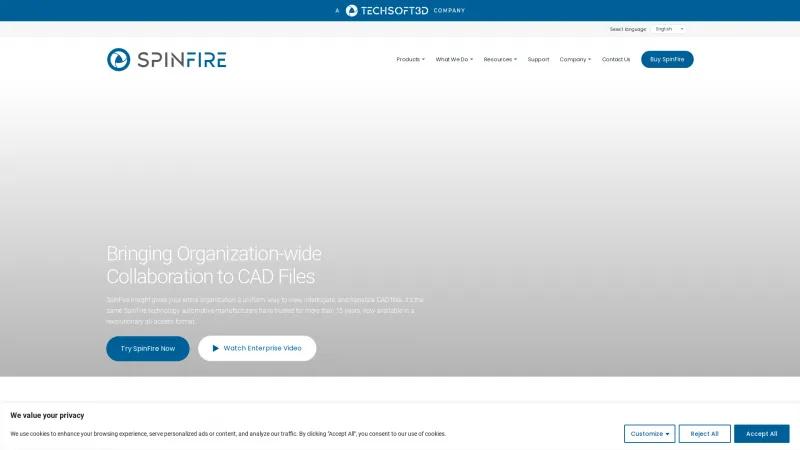 Homepage of SpinFire Enterprise