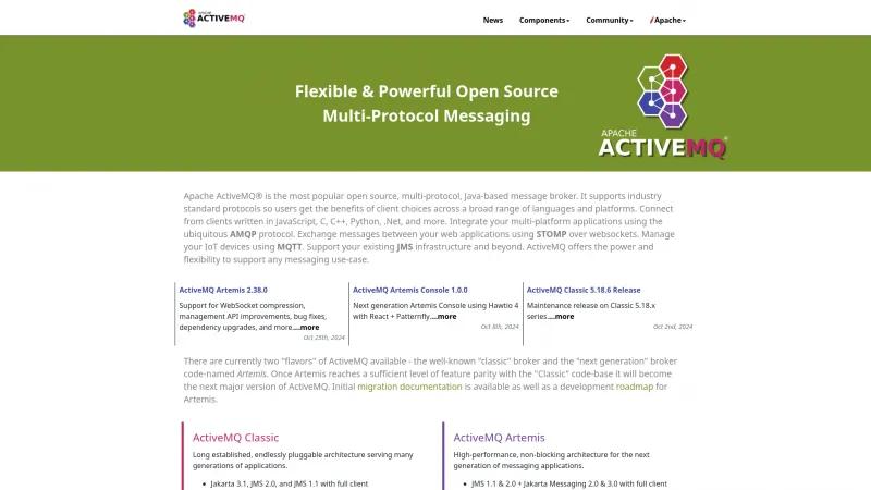 Homepage of ActiveMQ