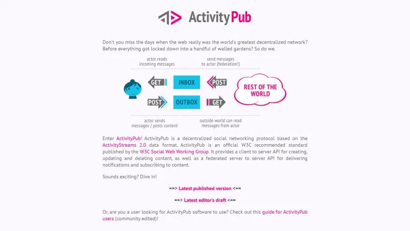 Homepage of ActivityPub