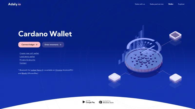 Homepage of Adaly Wallet