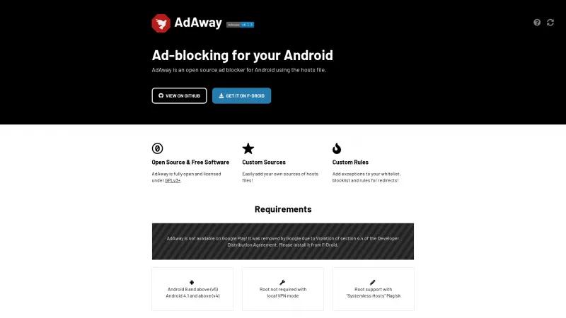 Homepage of AdAway