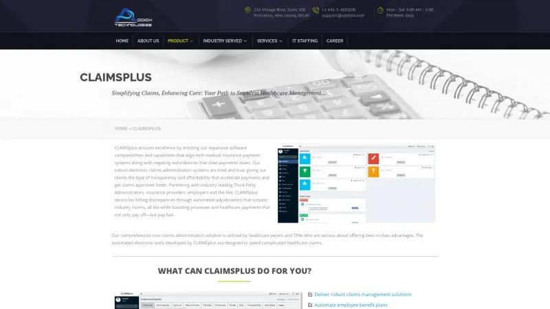 Homepage of CLAIMSplus