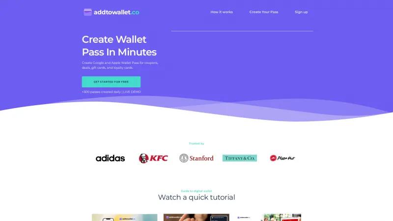 Homepage of AddToWallet