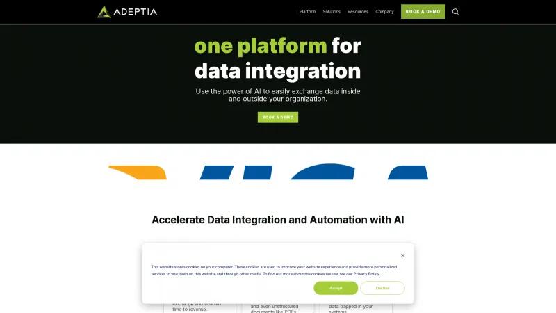 Homepage of Adeptia Connect