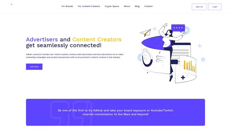 Homepage of AdHub