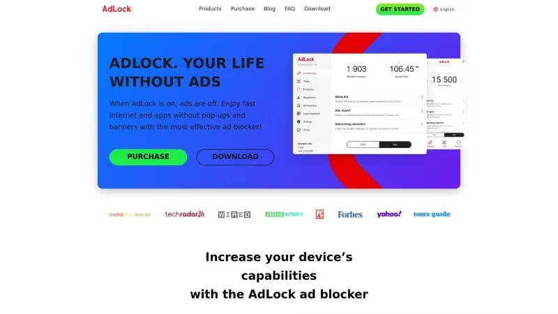 Homepage of AdLock