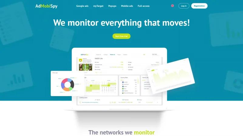 Homepage of AdMobiSpy