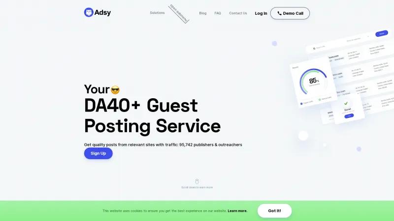 Homepage of Adsy