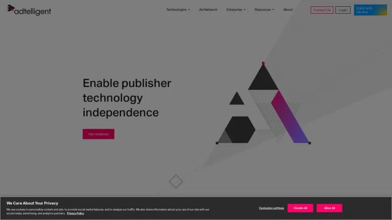 Homepage of Adtelligent