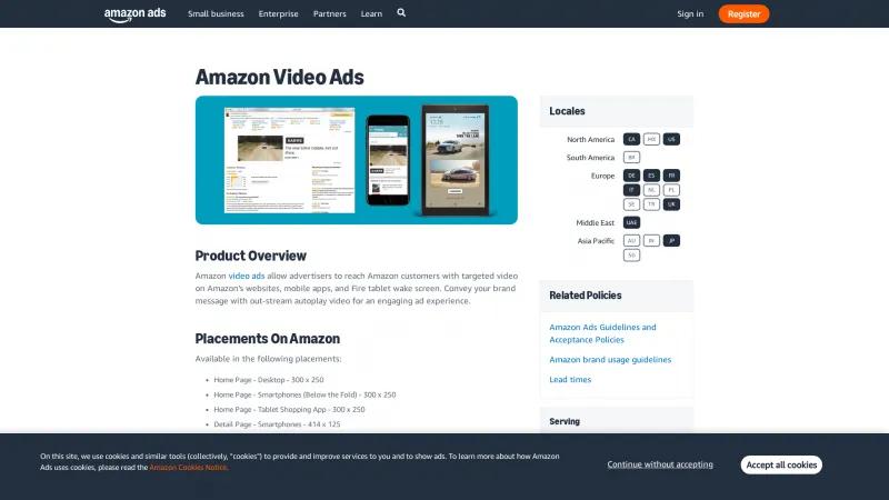 Homepage of Amazon Video Ads