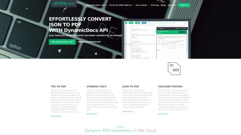 Homepage of DynamicDocs API