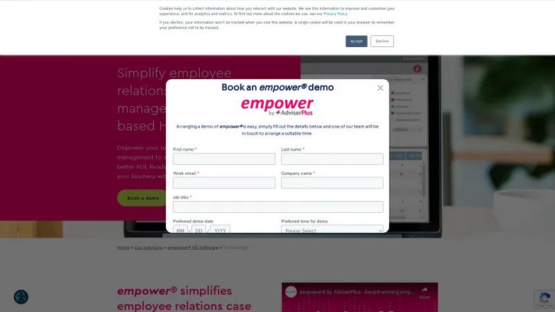 Homepage of AdviserPlus empower