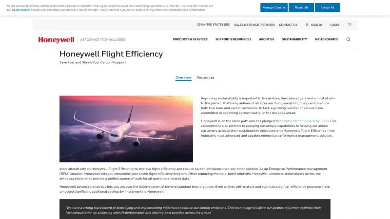 Homepage of Honeywell Forge Flight Efficiency