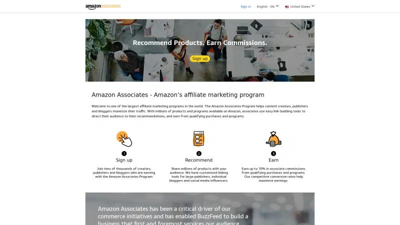 Homepage of Amazon Associates