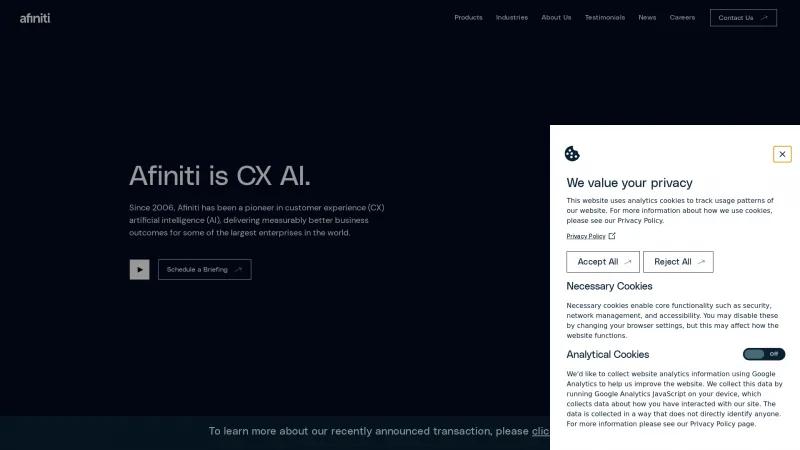 Homepage of Afiniti