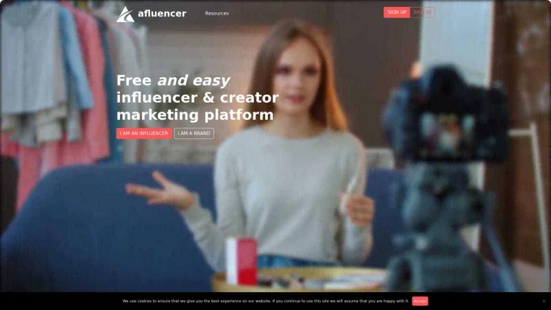 Homepage of Afluencer