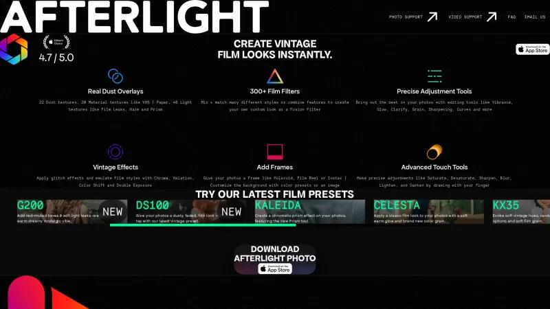 Homepage of Afterlight