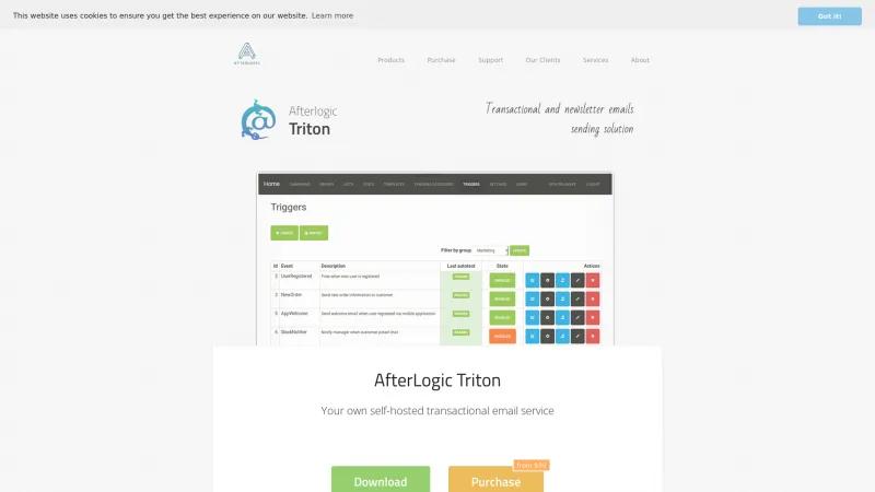 Homepage of Afterlogic Triton