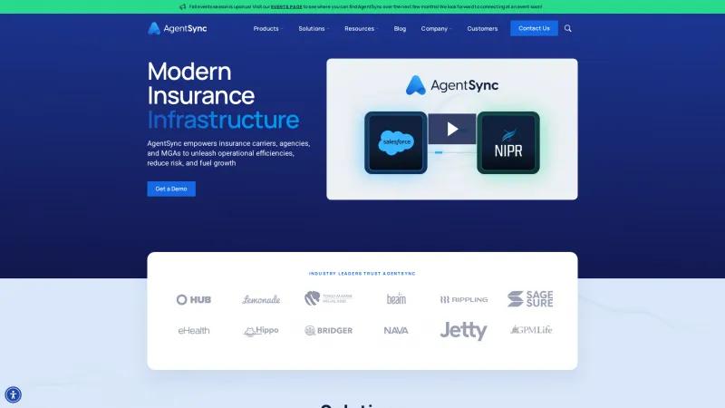 Homepage of AgentSync