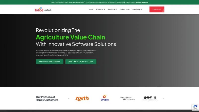 Homepage of Folio3 Agtech