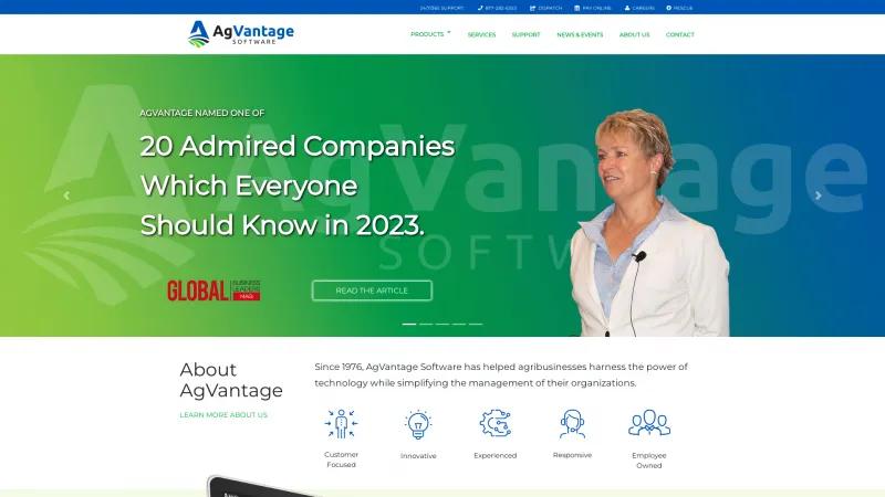 Homepage of AgVantage Edge