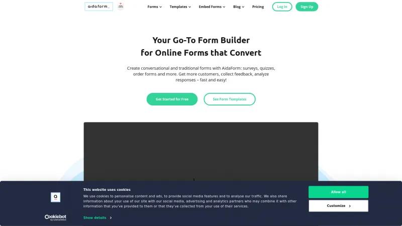 Homepage of AidaForm