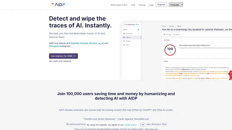 Homepage of AI Detector Pro