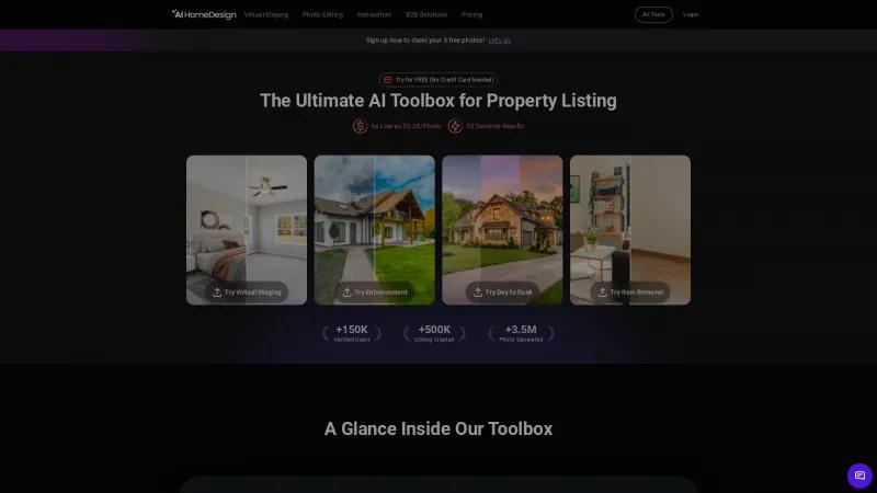 Homepage of AI HomeDesign