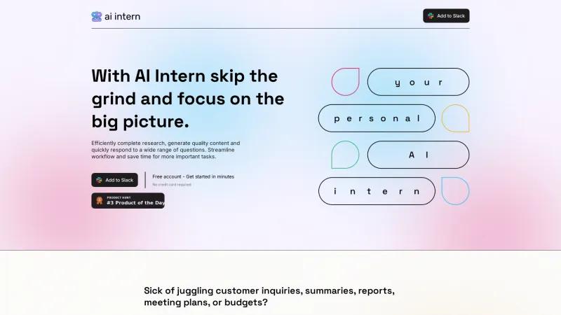 Homepage of Ai Intern