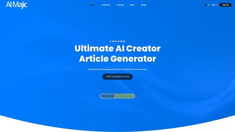 Homepage of AI Majic