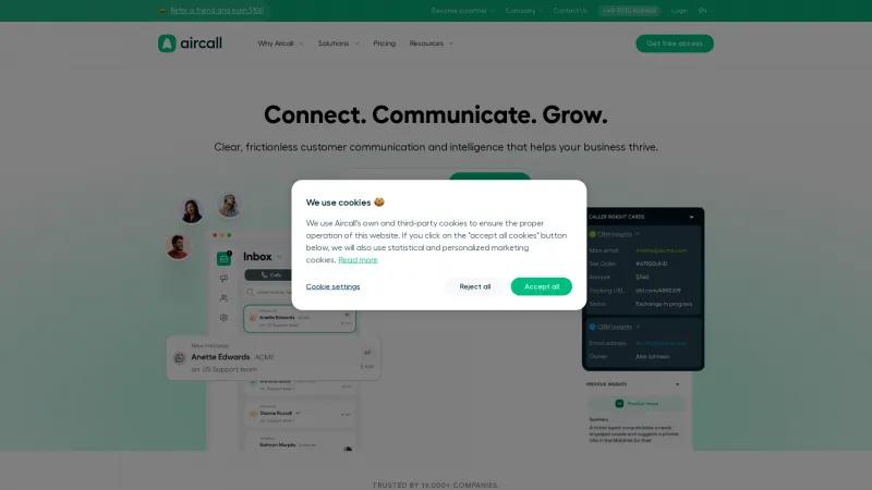 Homepage of Aircall