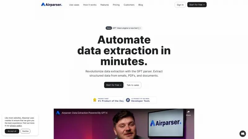 Homepage of Airparser