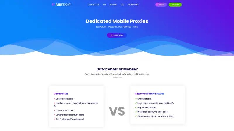 Homepage of AirProxy