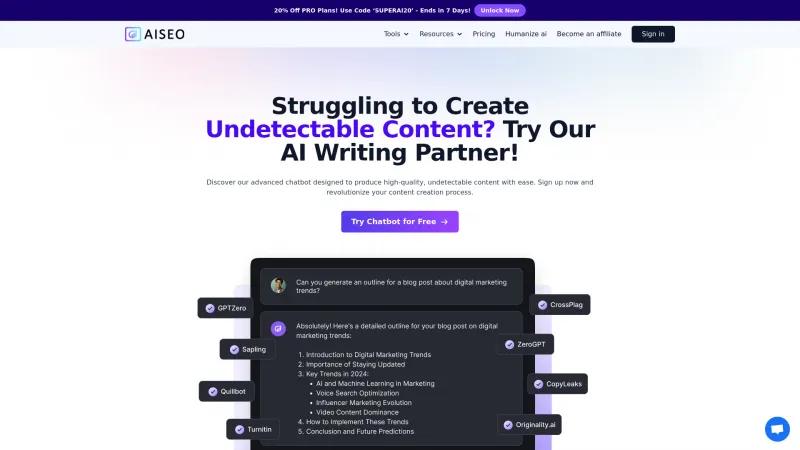 Homepage of AISEO